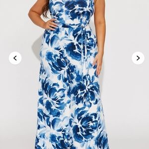 Fashion Nova Blue Floral Jumpsuit